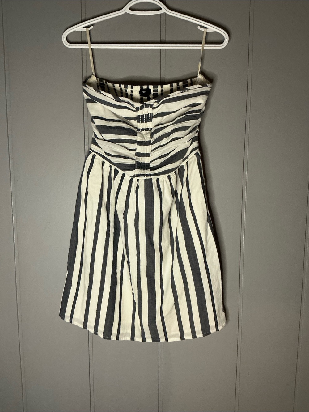 GAP Black & White Strapless Striped Summer Dress